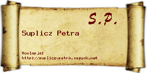 Suplicz Petra névjegykártya